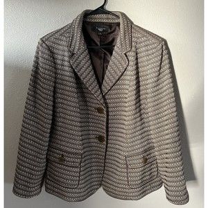 Talbots Plus Women’s 18W Tweed Brown Coat Blazer Wool College academia  Autumn